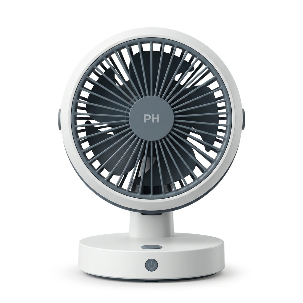 Modern White and Gray Desk Fan