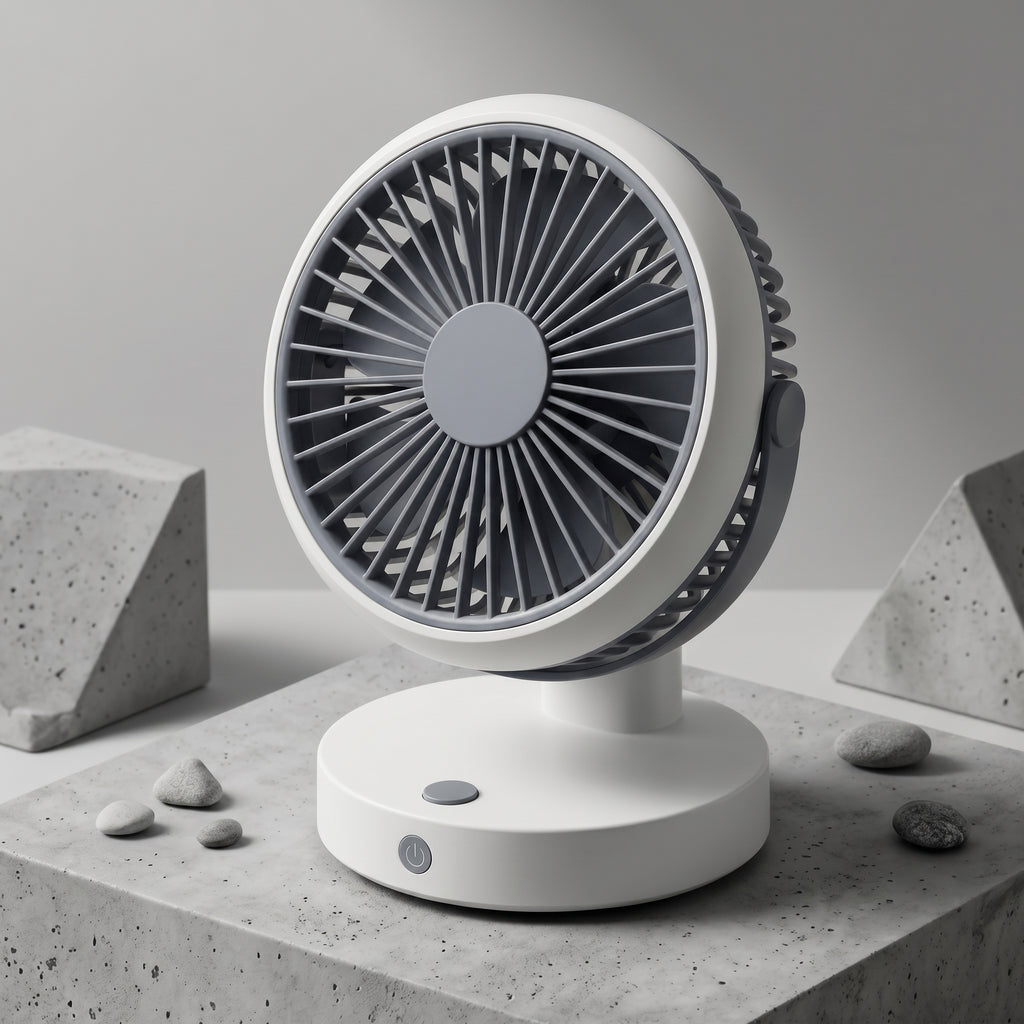 Modern White and Gray Desk Fan