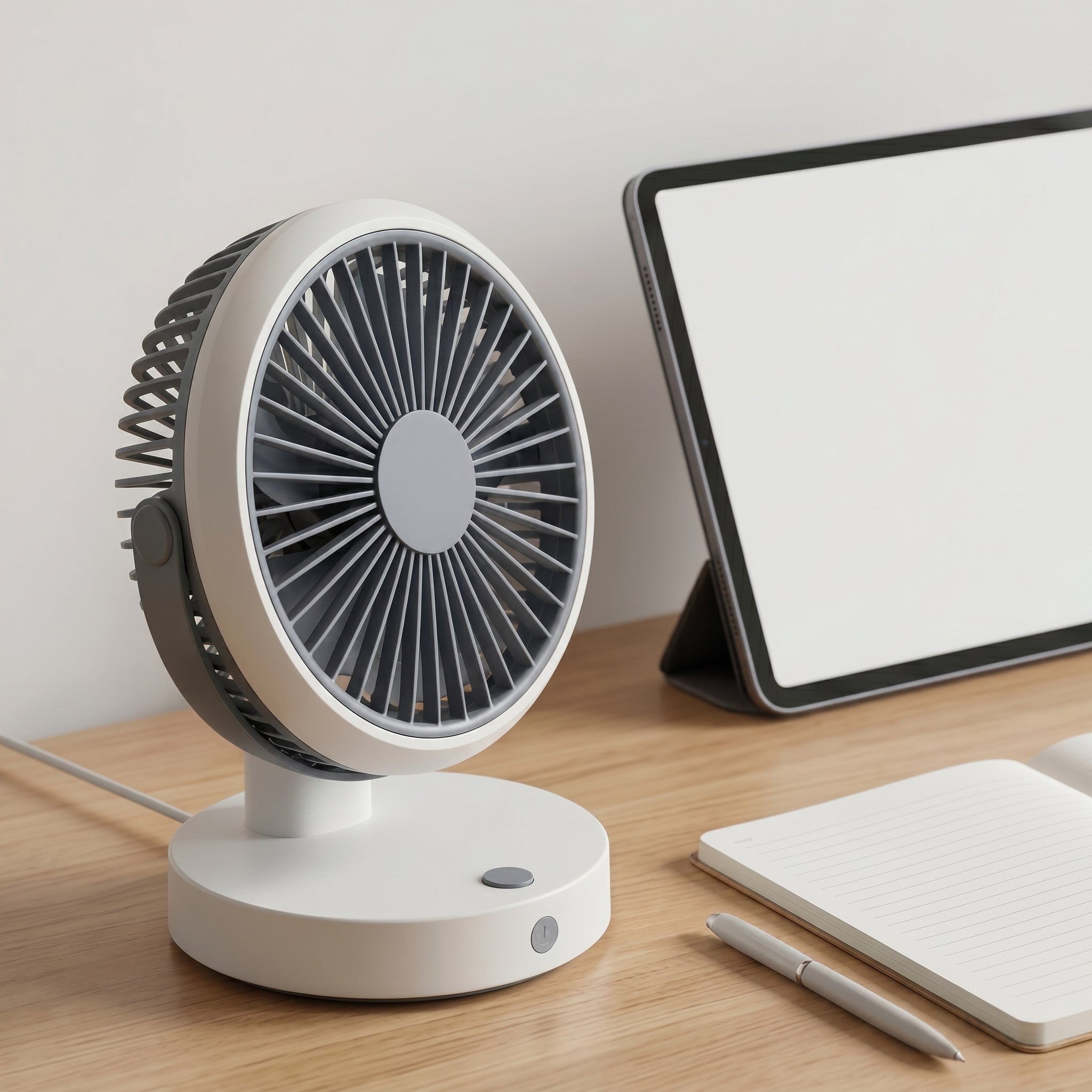 Modern White and Gray Desk Fan