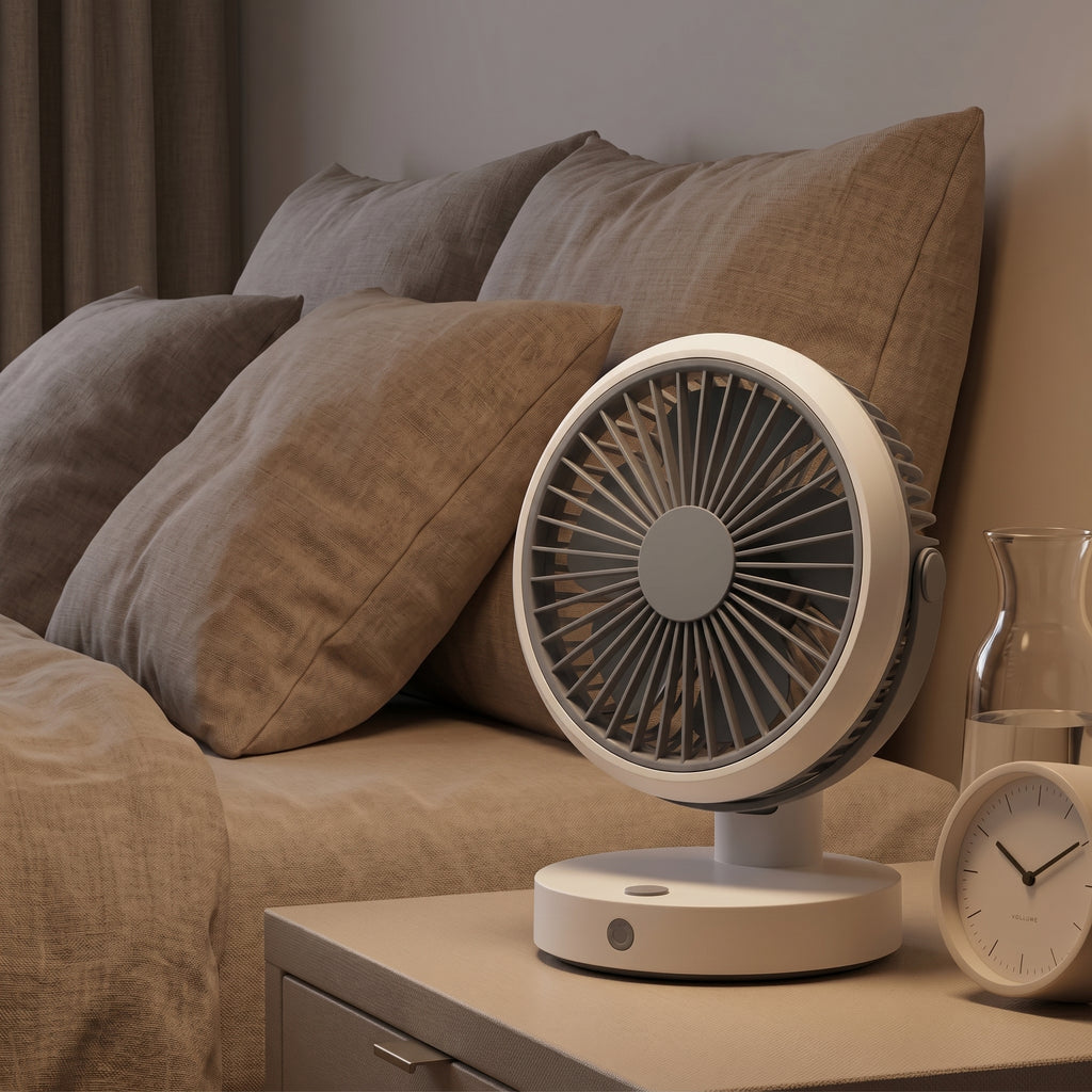 Modern White and Gray Desk Fan