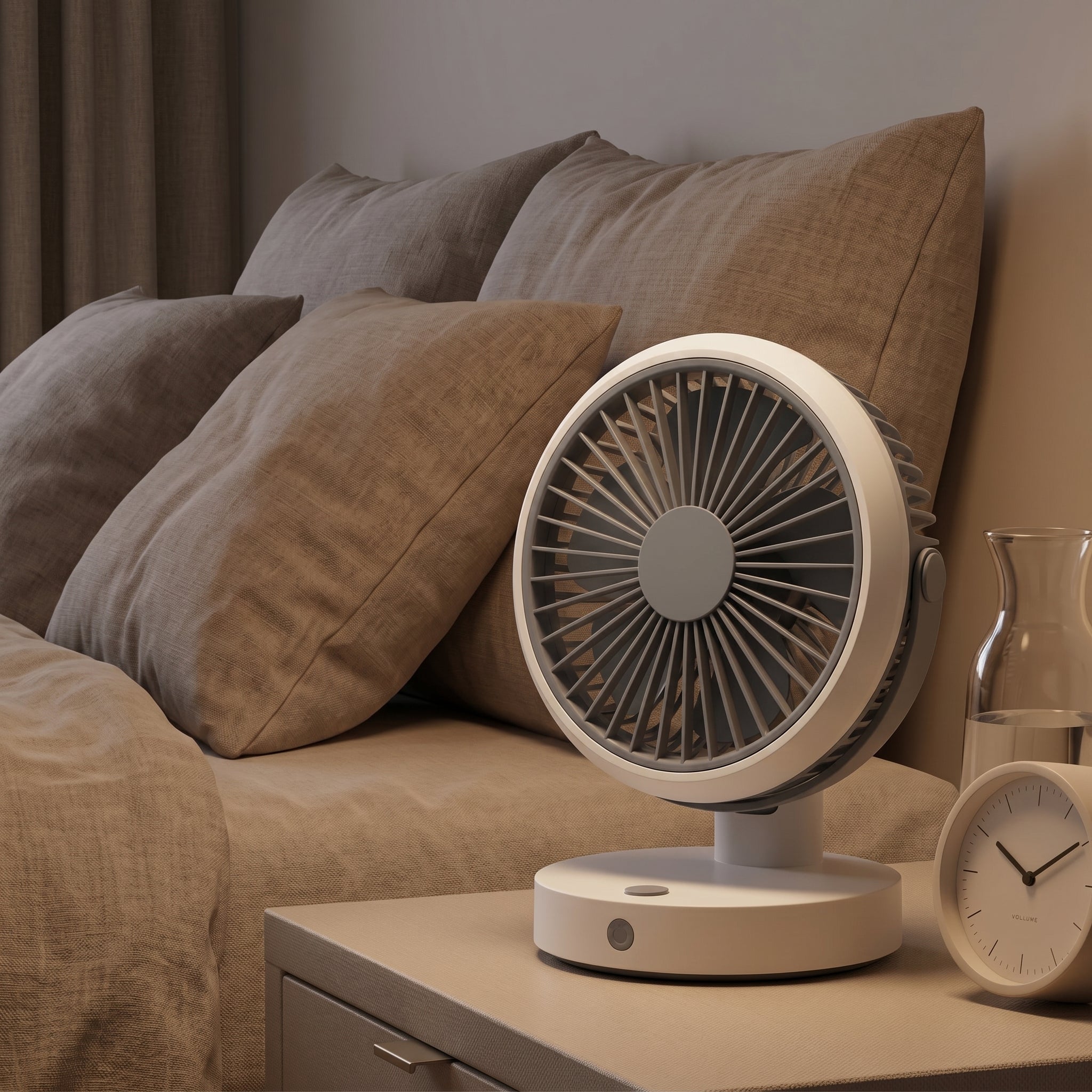Modern White and Gray Desk Fan