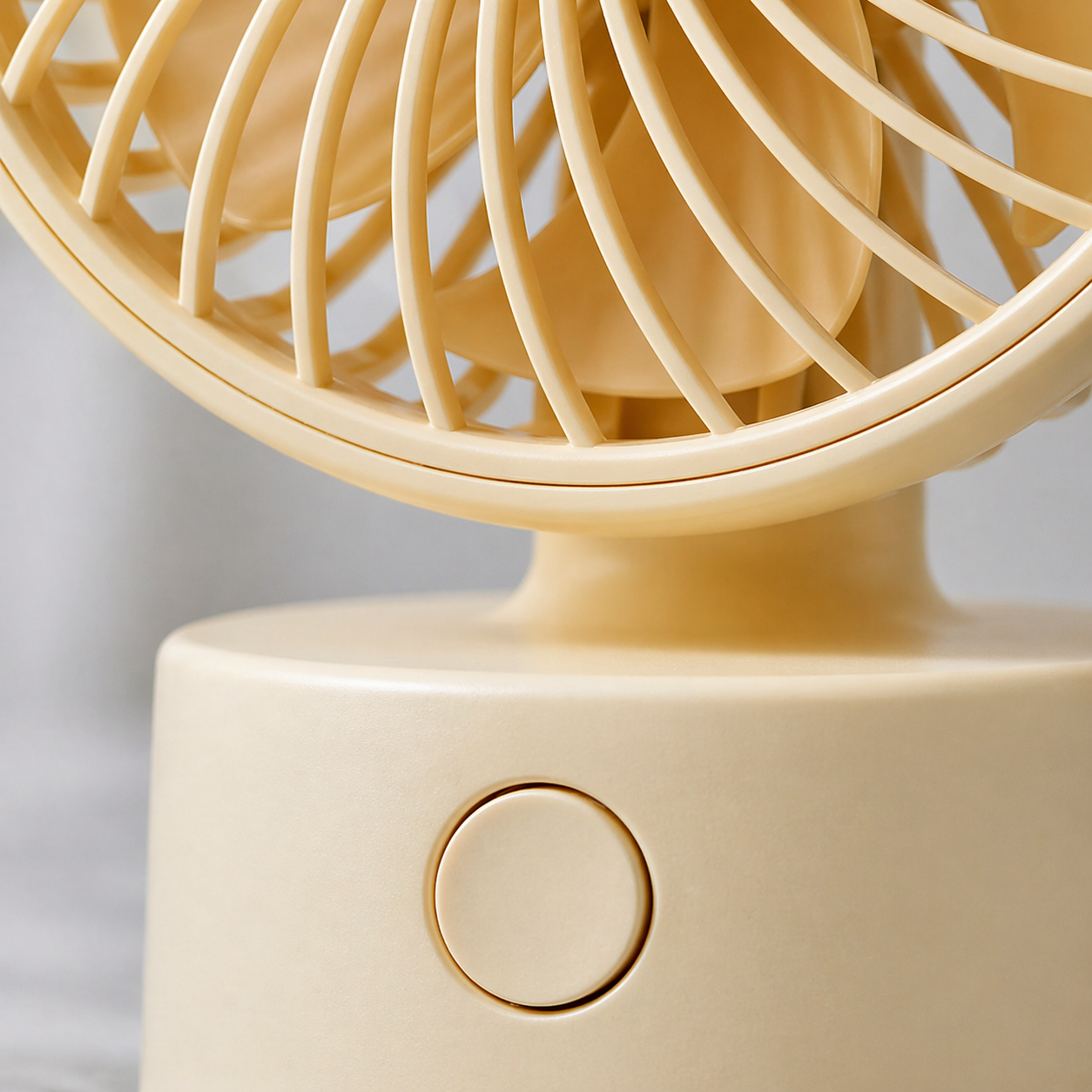 Compact Beige Desk Fan with Flower Blade Design