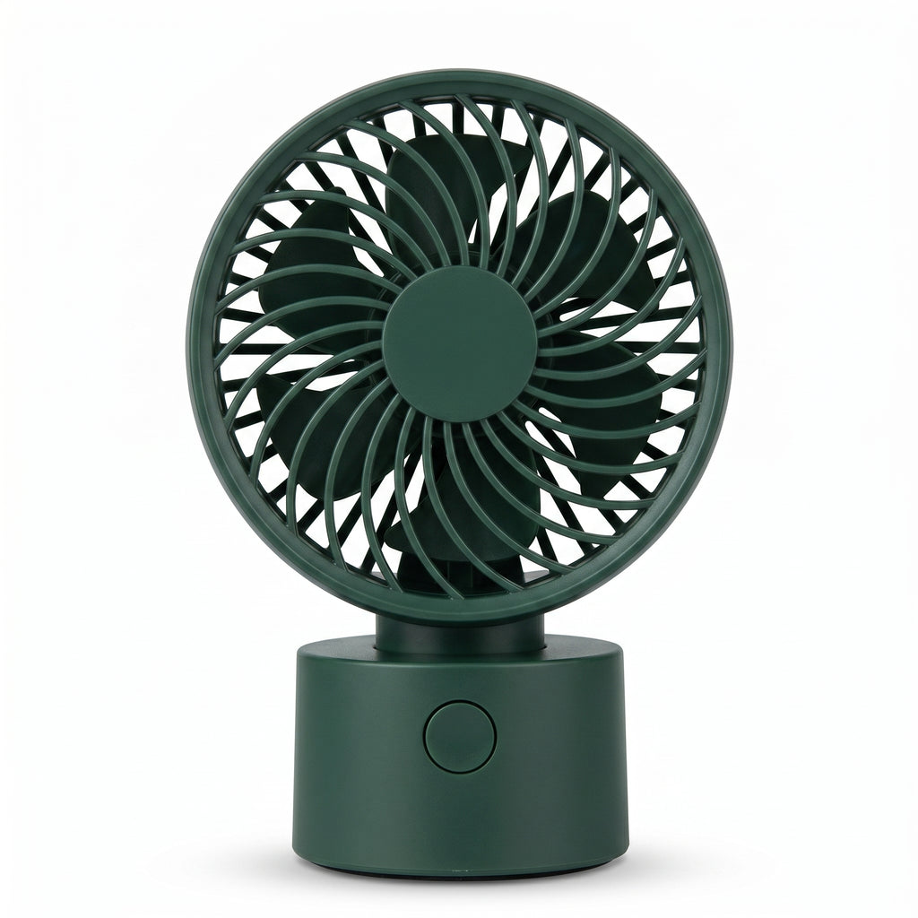 Compact Green Desk Fan with Flower Blade Design
