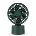 Compact Green Desk Fan with Flower Blade Design
