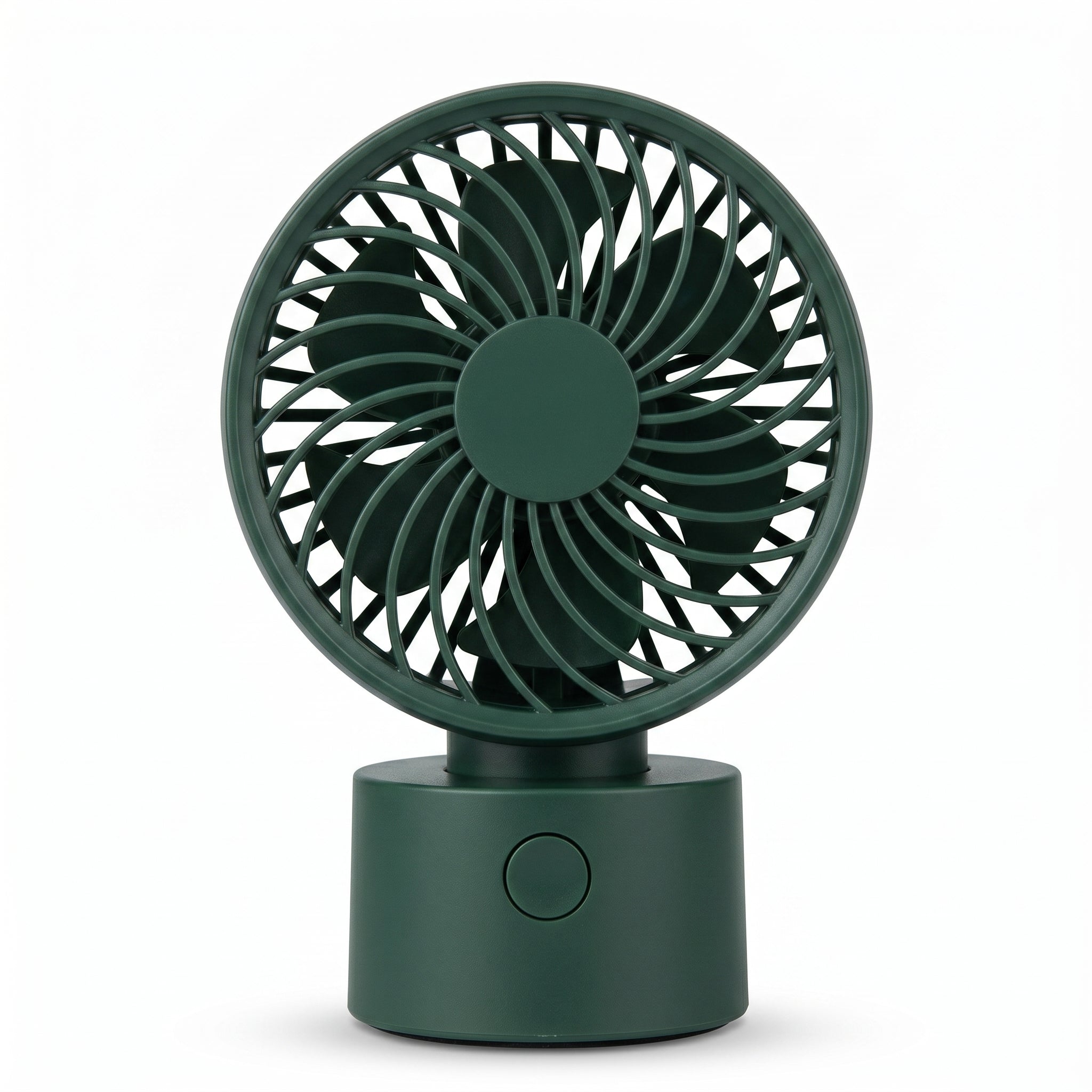 Compact Green Desk Fan with Flower Blade Design