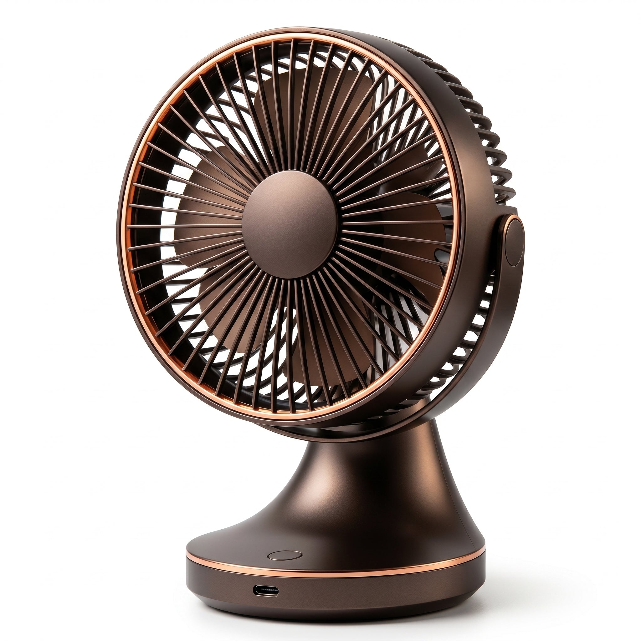 Compact Bronze Desk Fan with USB Charging