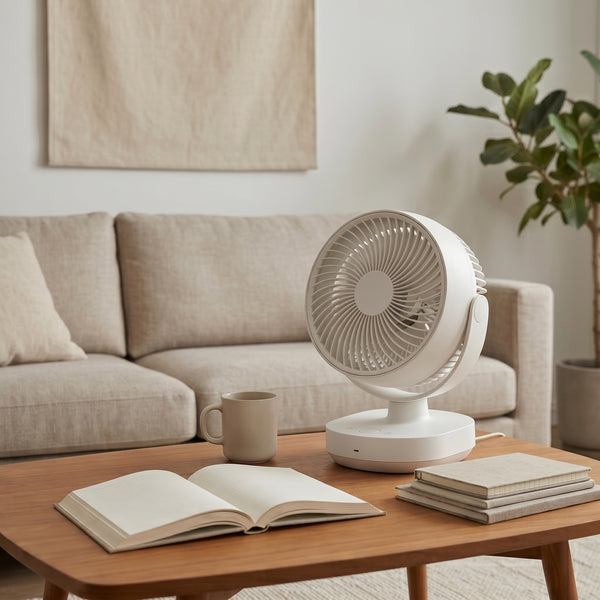Compact White Desk Fan with Adjustable Tilt