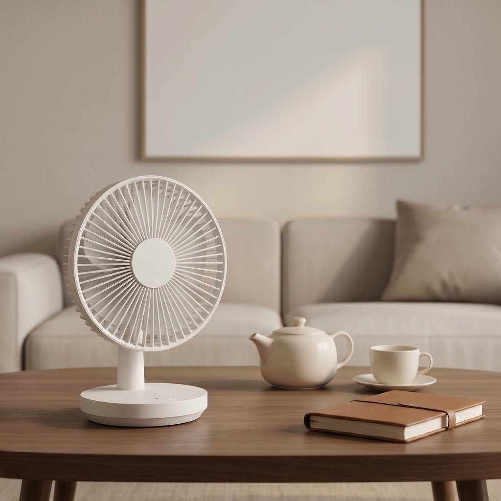 Modern White Desk Fan with Adjustable Tilt