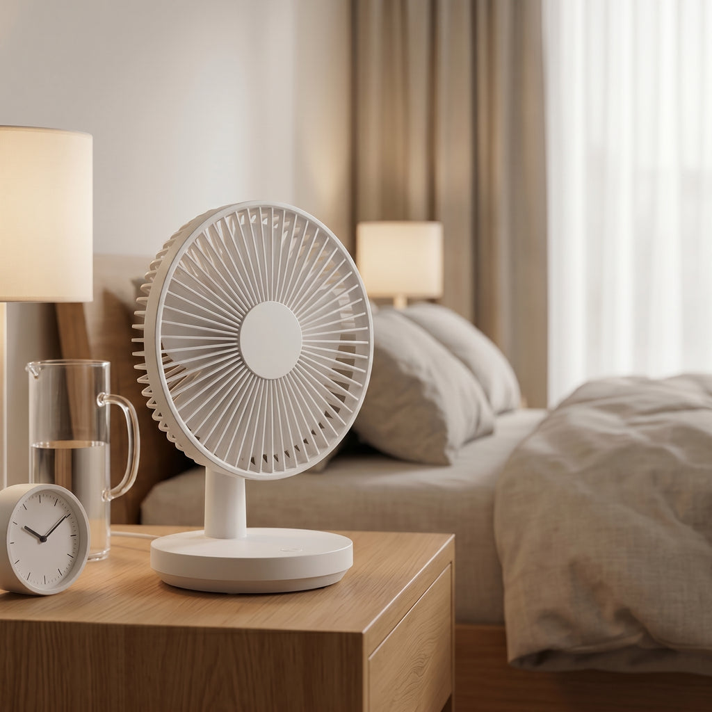 Modern White Desk Fan with Adjustable Tilt