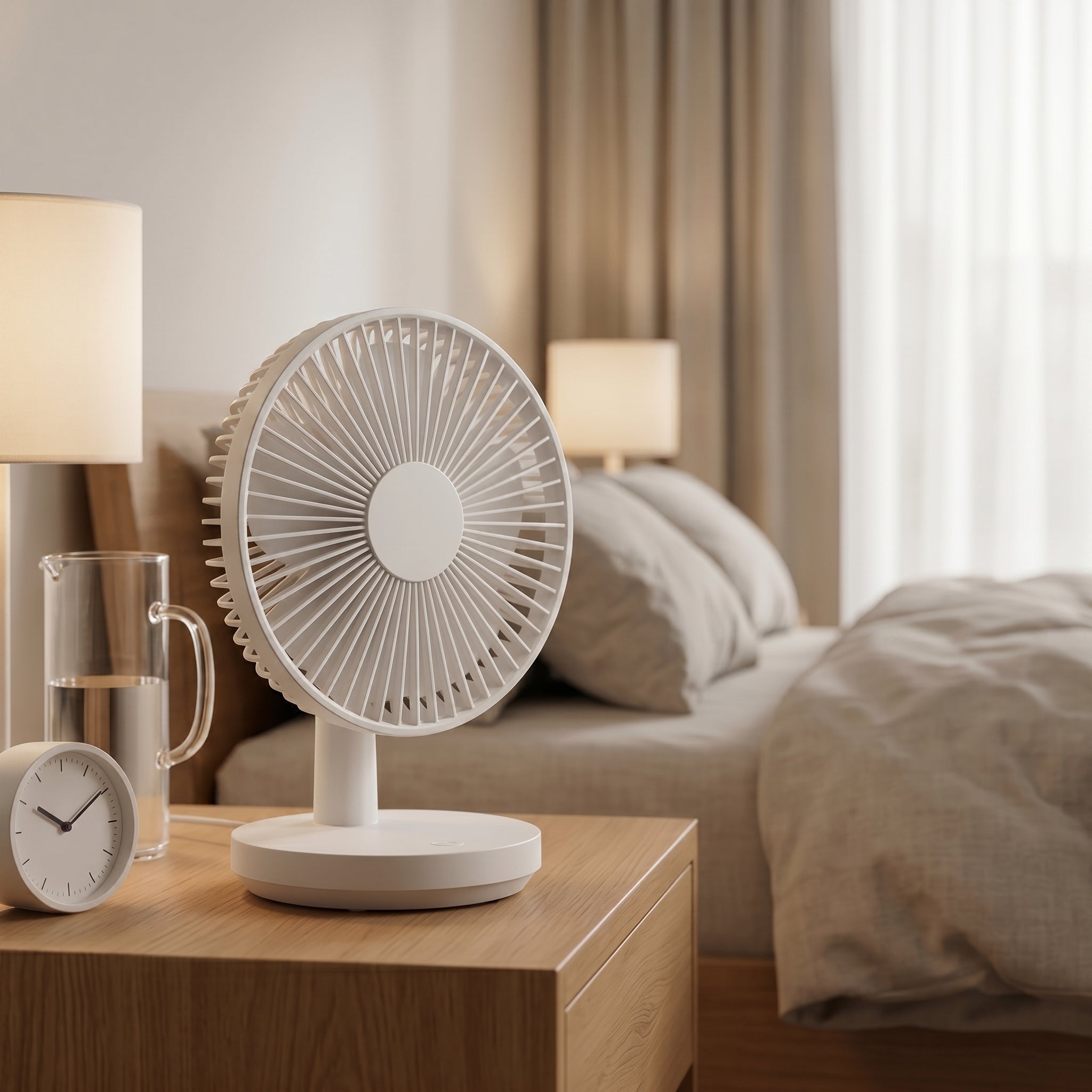 Modern White Desk Fan with Adjustable Tilt